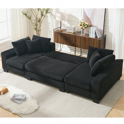 114" Sleeper Sofa,U Shaped Sofa , Pull Out Bed,Convertible Oversize 2 In 1 Sleeper Sofa, Living Room,Upholstery Sofa Bed,Adjustable Sleeper Sofa,Cordu