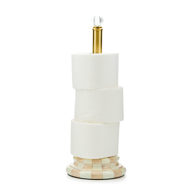 Mocha Check Toilet Tissue Storage