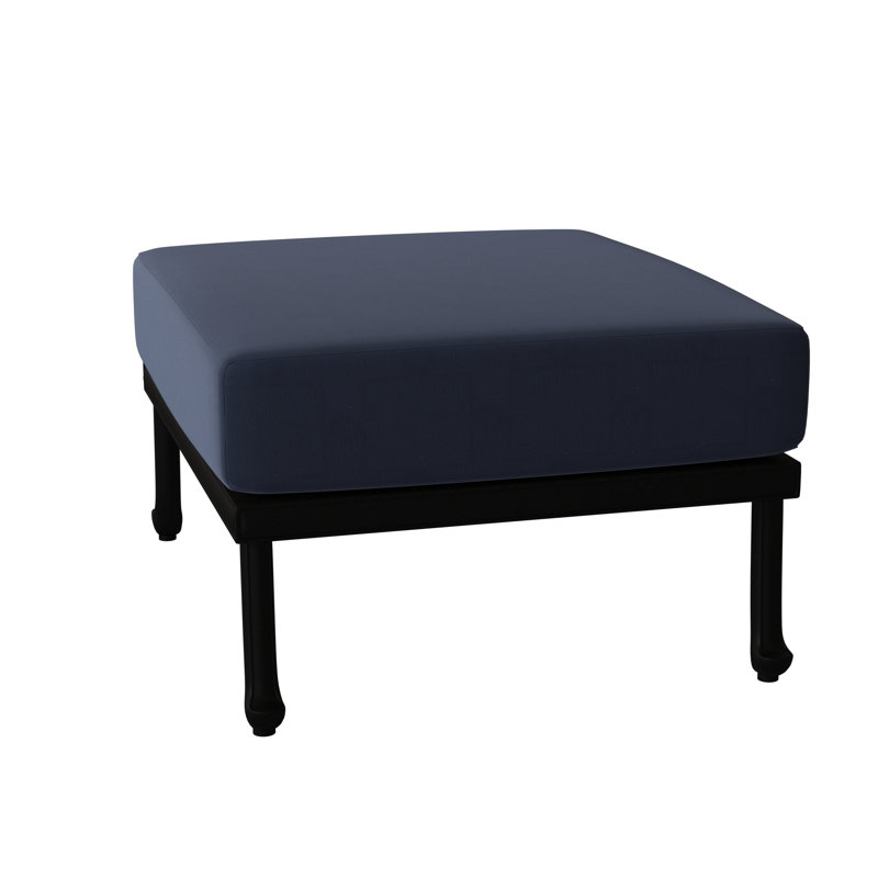 Repose-pieds d'extérieur avec coussin Casa, Tissage uni palette indigo Sunbrella®, Brun châtaigne