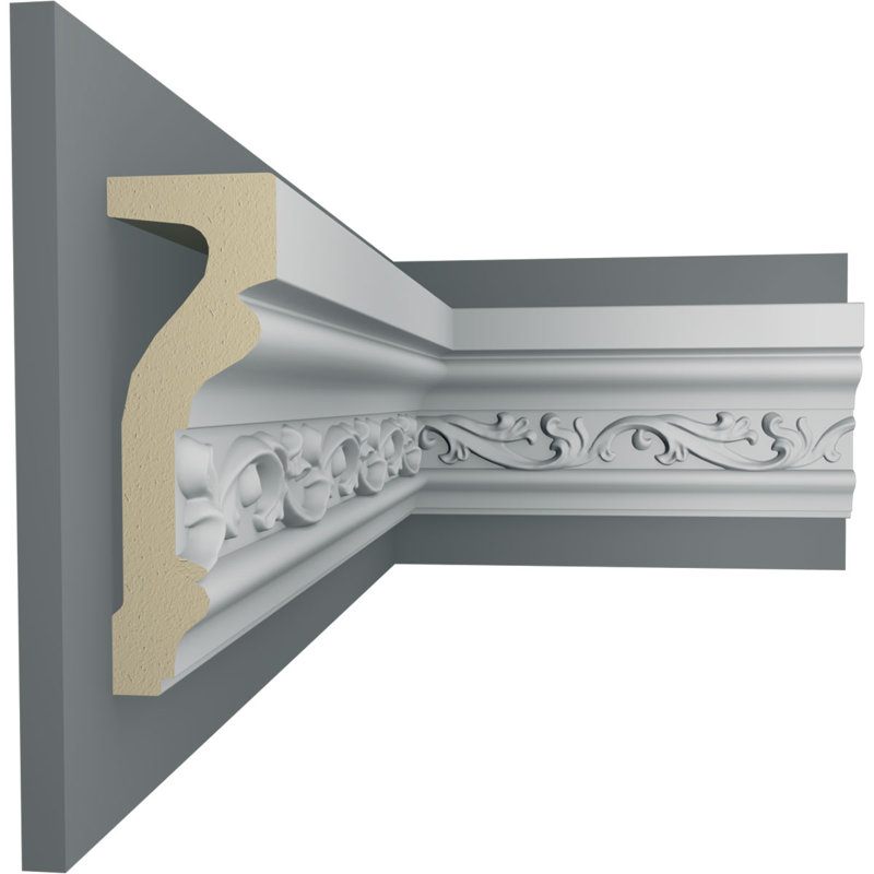 Primed Geometric Polyurethane Chair Rail Moulding Sample