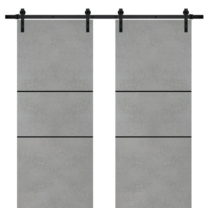 Porte de grange en bois massif massif, Béton, 56 po x 80 po