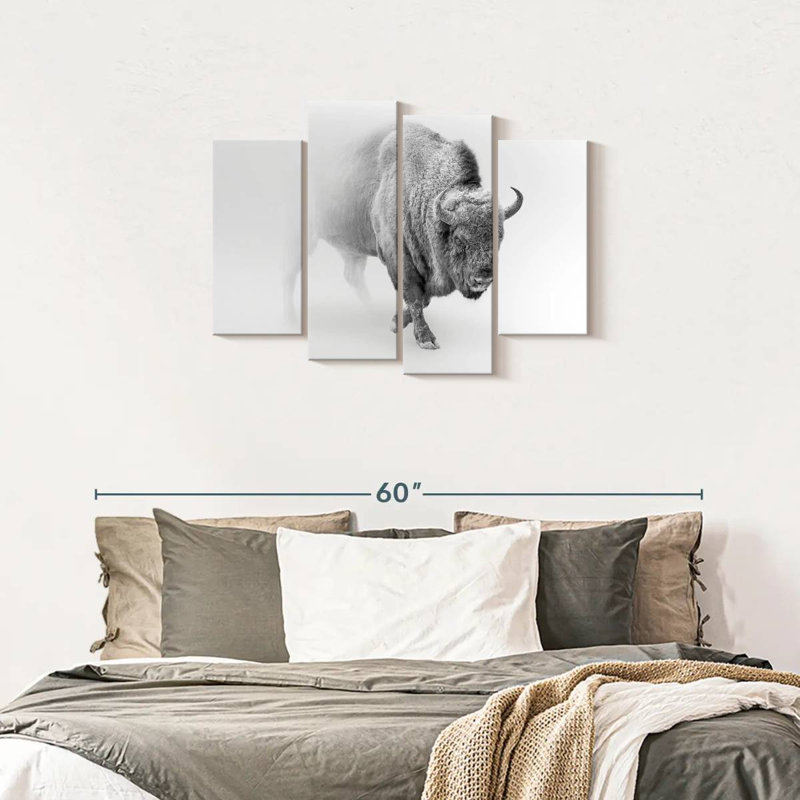 " Wild Bison " 4 - Pieces, 27" H x 43" W x 1.25" D