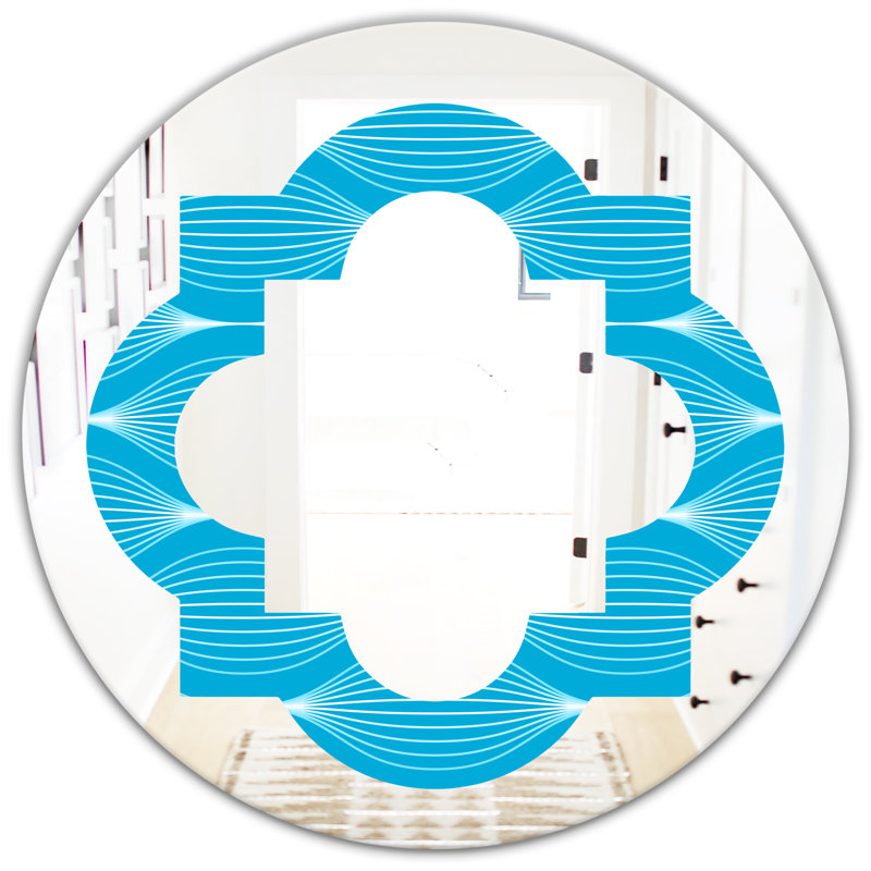 Miroir mural à motif de vagues quadrilobe bord de mer, 23,6 po x 23,6 po
