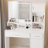 Vanity Desk With Mirror And Led Light Strip; Dressing Table With Large Drawer-1232016701