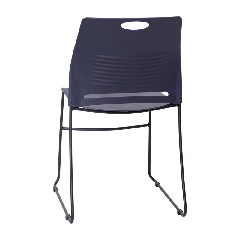 Navy Armless Metal Stacking Reception Chairs, Set of 5