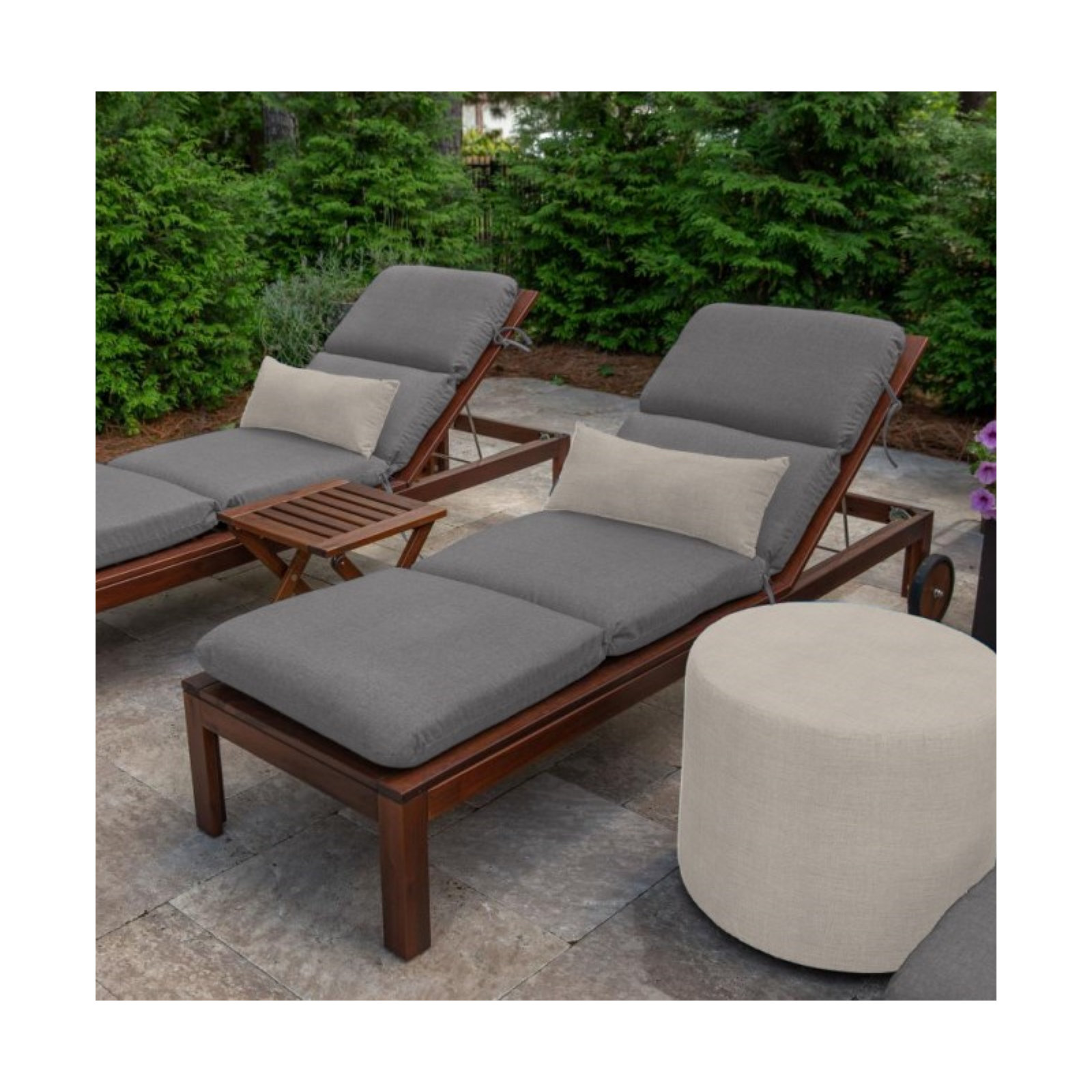 Marlowe Sunbrella® 1-Piece Outdoor Chaise Cushion, Cast Slate Sunbrella® Plainweave