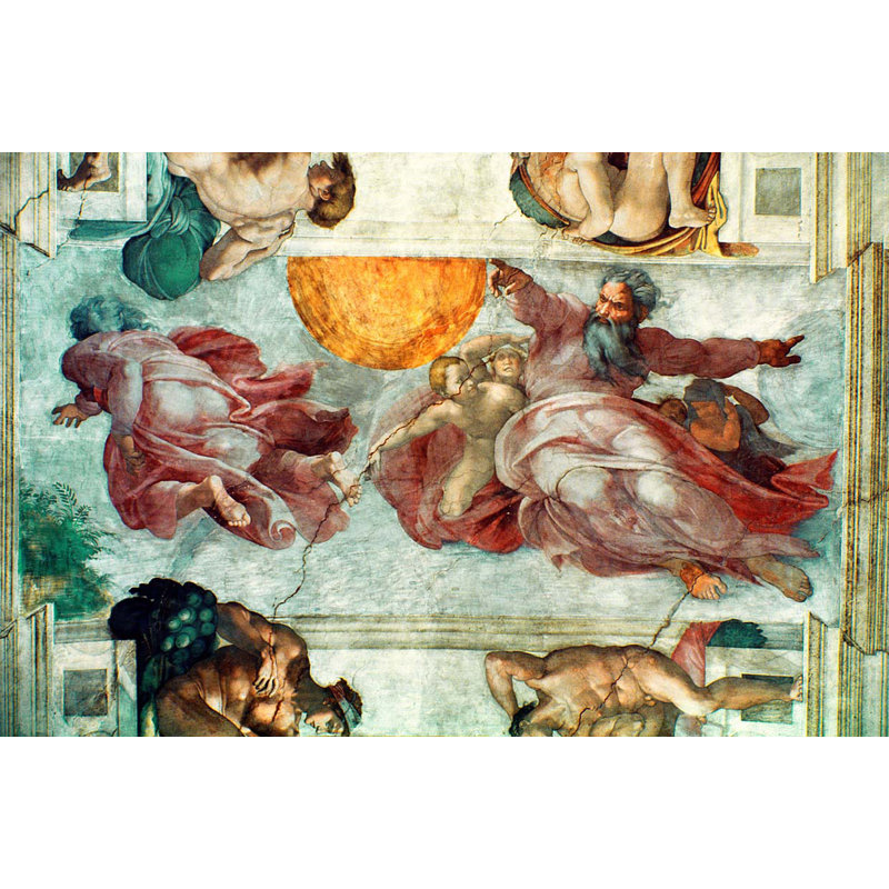 Décalcomanie murale Michelangelo, création du soleil et de la lune (16ème), H 15,5 po x l 24 po