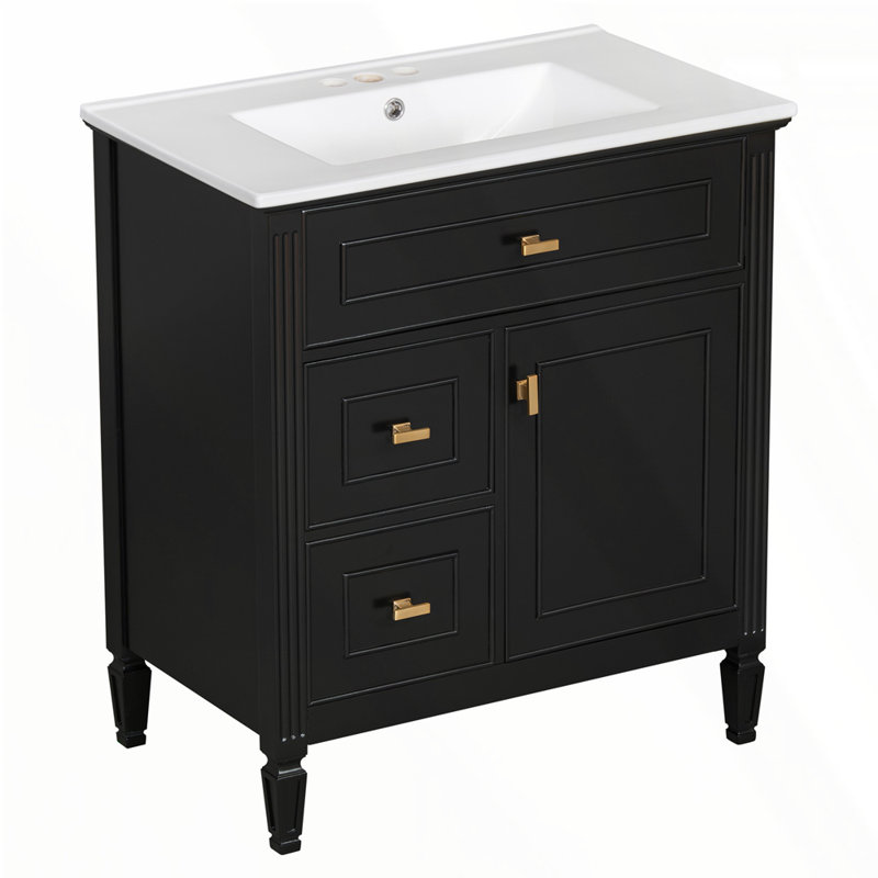 Meuble-lavabo 30 po avec lavabo, Noir