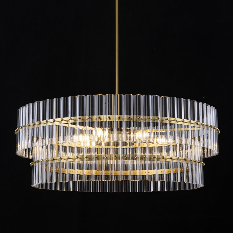 6-light Modern Dimmable 2-tiered Glass Chandelier