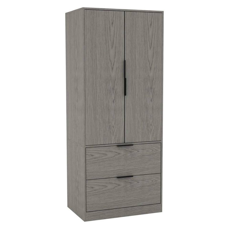 Sibby 2 Door Solid Wood Wardrobe, Cedar Grey