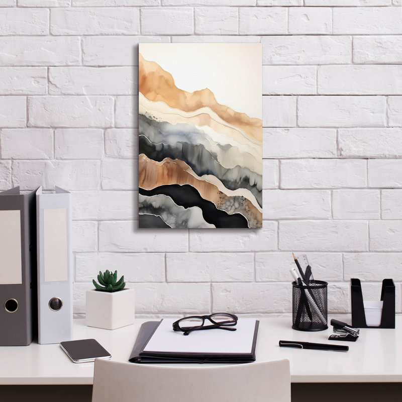 "Black & Beige Landscape 4" par Petals Prints Design, H 18 po x l 12 po x P 0,75 po