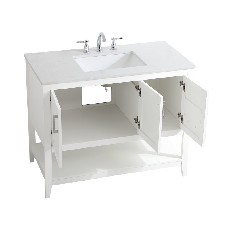 Scottsbluff 42'' Single Bathroom Vanity with Engineered Marble Top, White