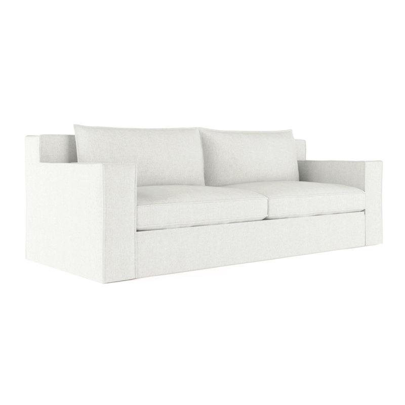 Mulberry Square Track-Arm Sofa with Flange Seam, Box Weave Linen Silver Streak, 33" H x 96" W x 45" D, Weathered