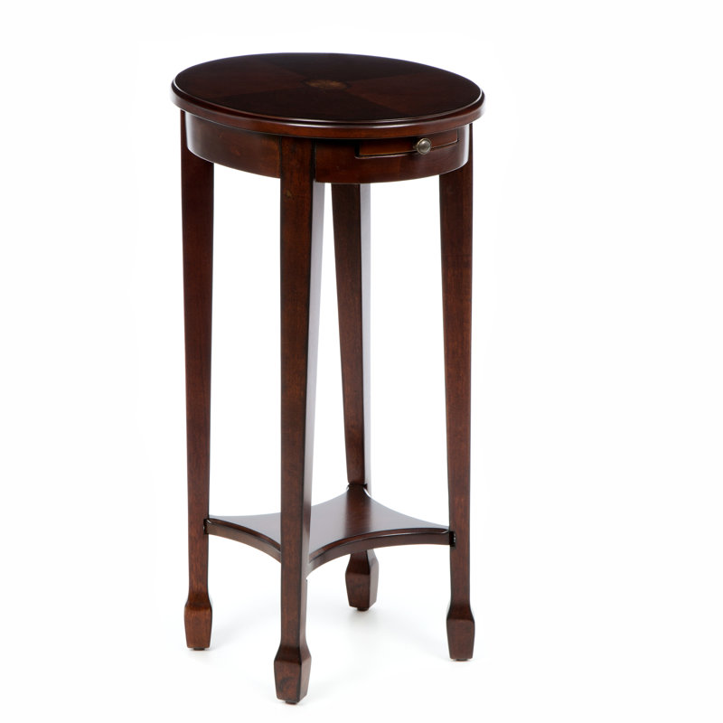 Bette Oval End Table With Storage, Chestnut Burl