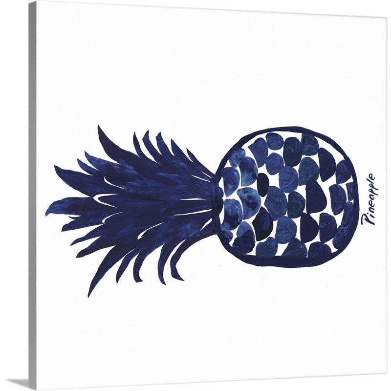 «Indigo Pineapple» par Aimee Wilson, reproduction sur toile, H 12 po x l 12 po x P 1,25 po, Toile tendue