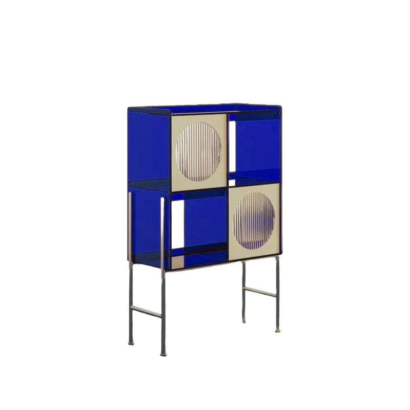 Buffet moderne et simple en acrylique, Bleu / blanc
