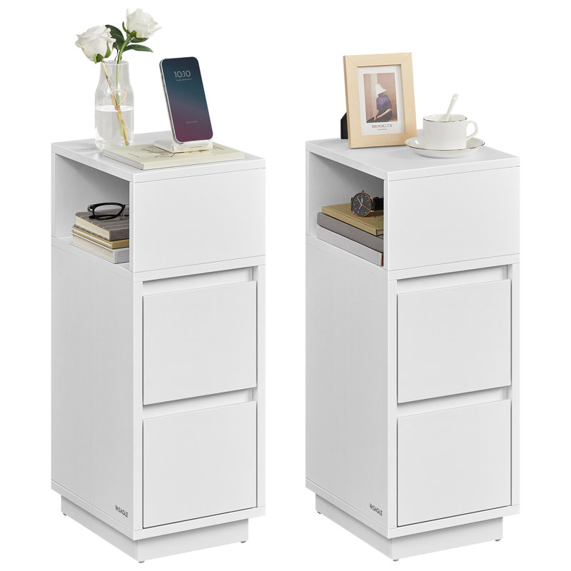 Arcolia 25cm W Manufactured Wood Bedside Table, White