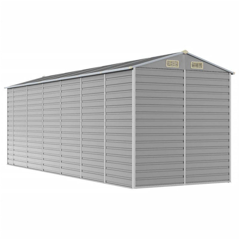 Breydon Garden Shed Galvanised Steel, 198cm H x 191cm W x 555cm D, Light Grey