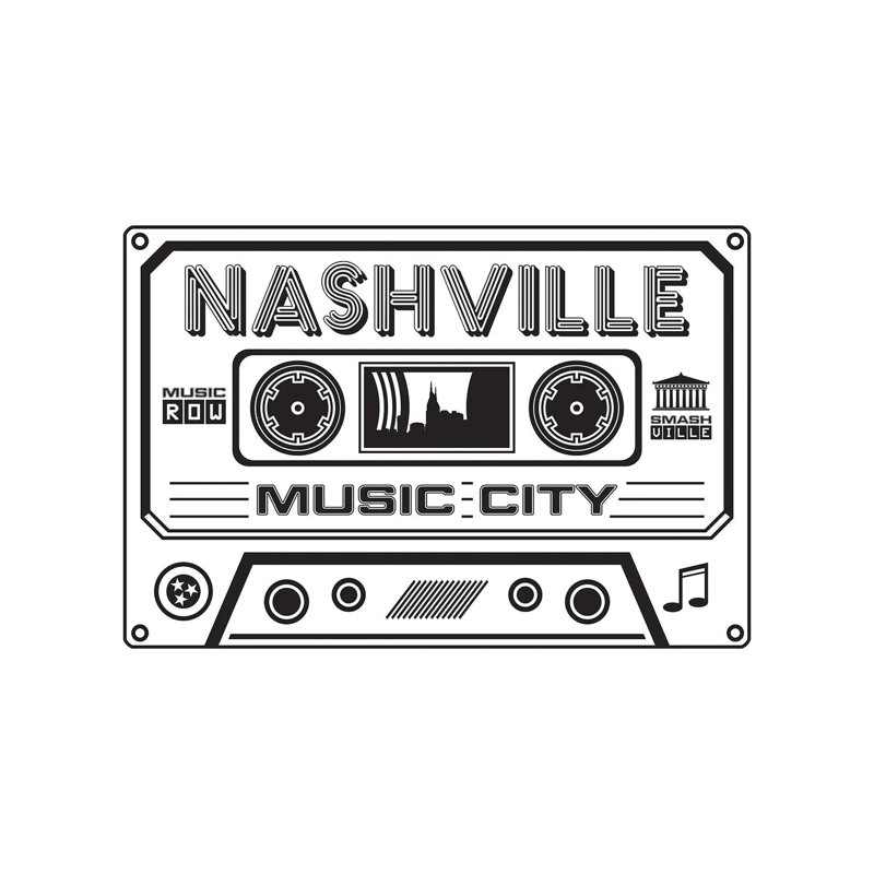 Nashville Cassette - Light Background by Benton Park Prints - Wrapped Canvas Gallery-Wrapped Canvas Giclée