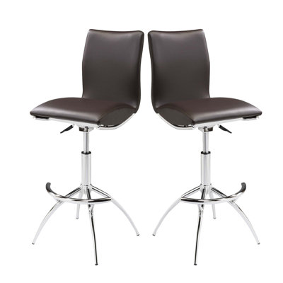 Tabouret de bar moderne à texture réglable en similicuir / chrome