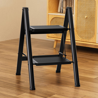 2 - Step Aluminum Lightweight Folding Step Stool with 330 lb. Load Capacity