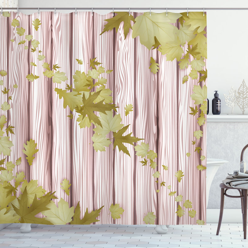 Autumn Shower Curtain Set + Hooks, 69"H x 84"W, Khaki Fawn