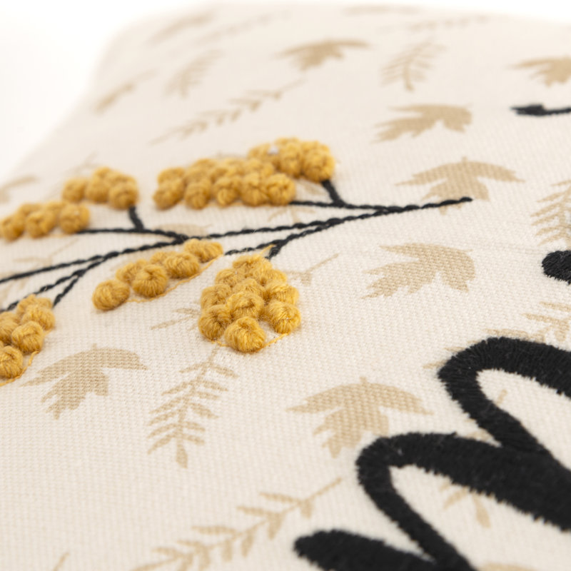 Embroidered Cotton Throw Pillow