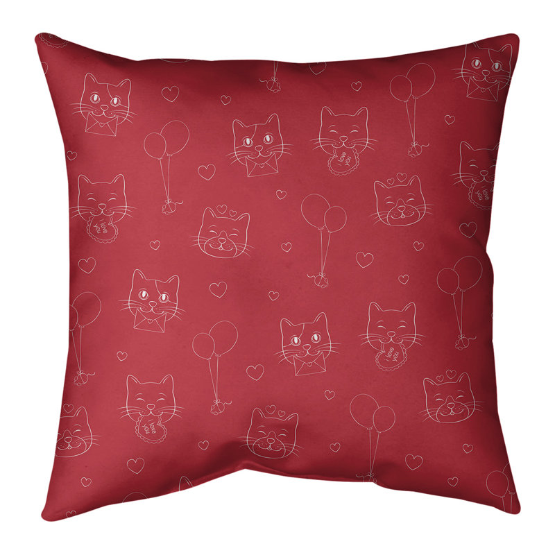 Coussin de chats st day, 16 po x 1 po, Rouge