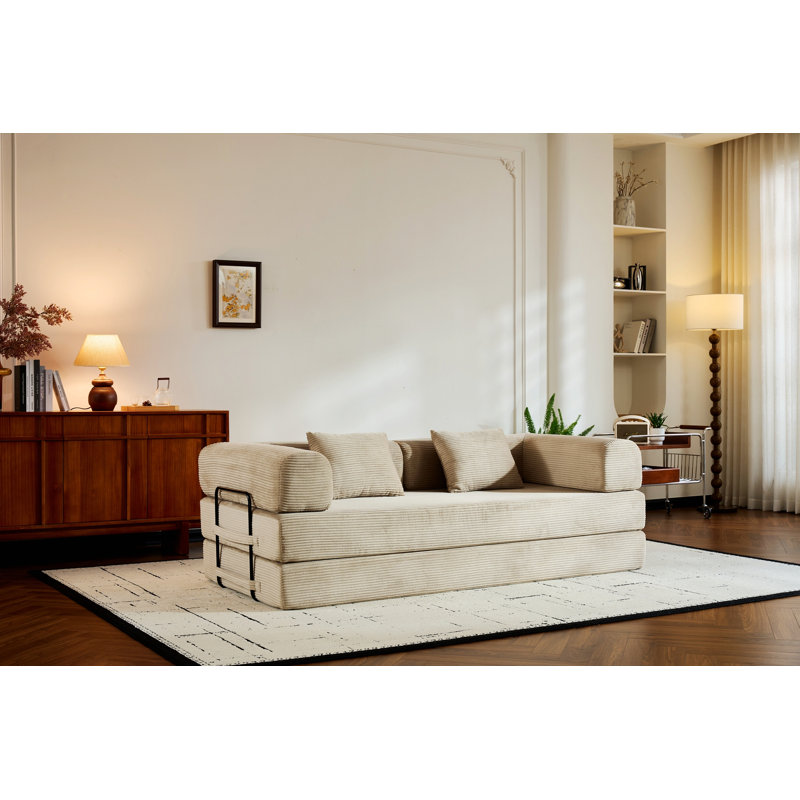 Canapé de style moderne pour canapé-lit convertible multifonctionnel d'intérieur avec coussin cylindrique, canapé-lit pliant à structure fixe pour le salon et la chambre à coucher