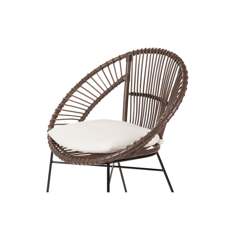 Pantaleon Upholstered Slat Back Dining Chair, White, Dark Brown