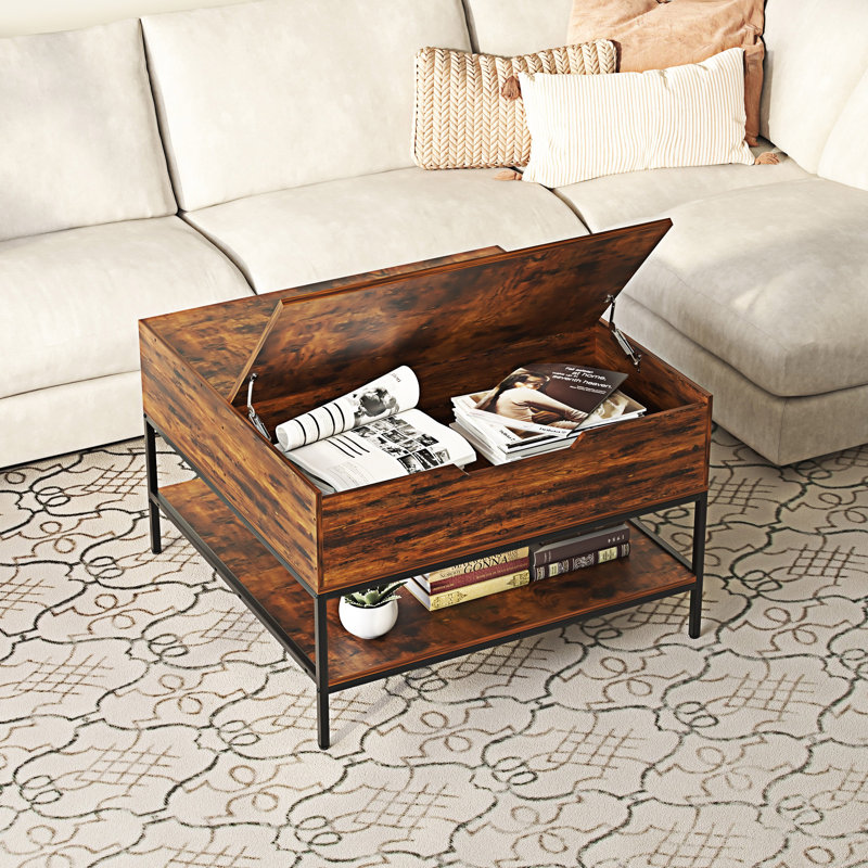 Table basse à plateau rabattable avec rangement