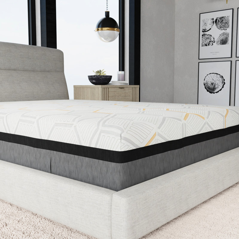 Matelas en mousse viscoélastique 14 "avec gel de cuivre et support de bord - Simple TG, gel de sommeil, support, gris Air Ridge