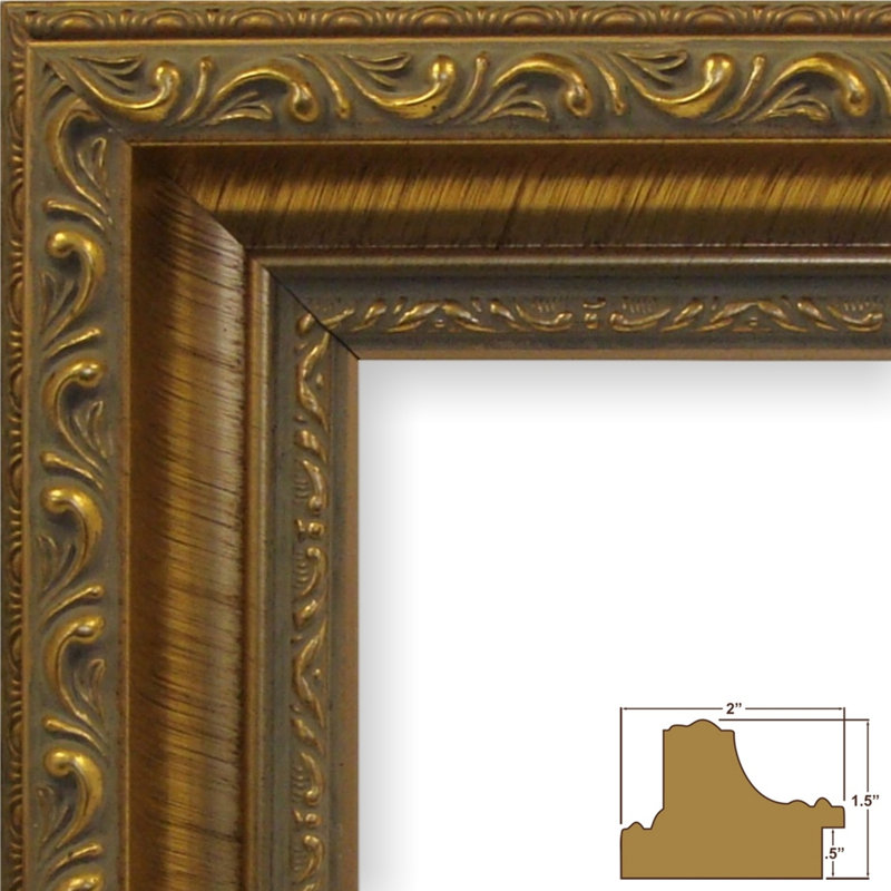 Artavius Antique Gold Wood Embossed Picture Frame, 5" x 7", Glass