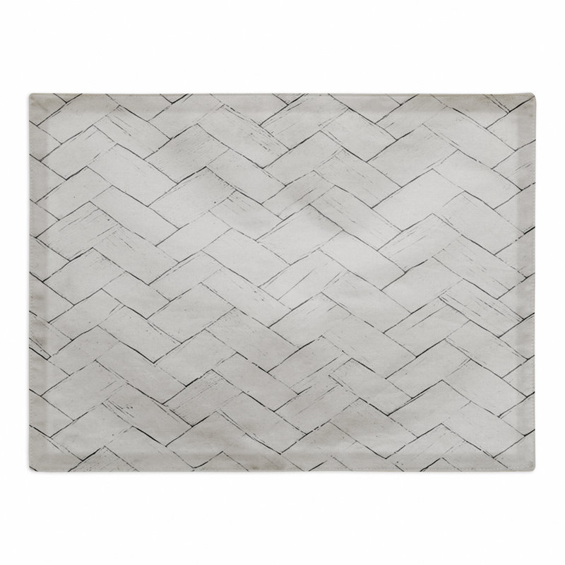 Poly Twill Geometric Rectangle Placemat, Gray