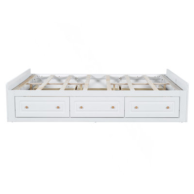Structure de lit plateforme en bois avec 6 tiroirs