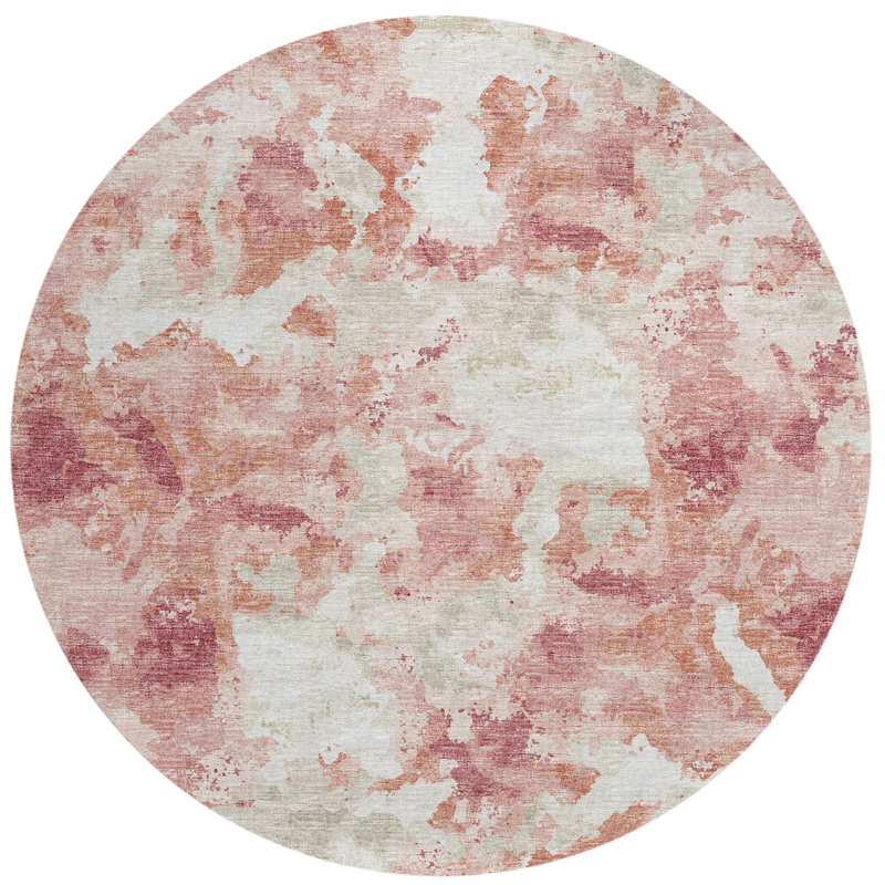 Washable Abstract Indoor / Outdoor Rug, Round 8'