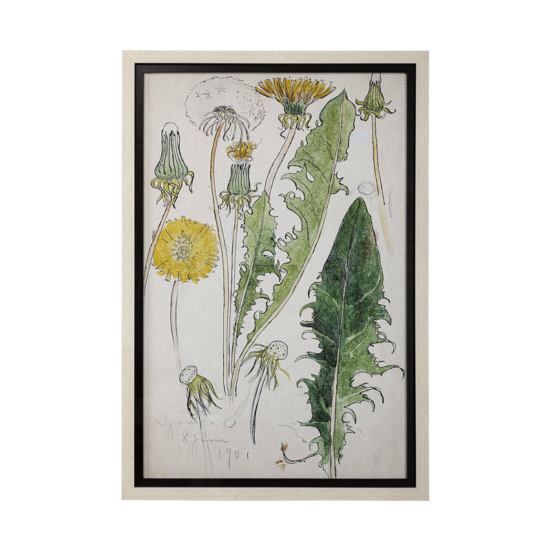 Maskros Akvarellmalning by John Bauer Hand Embelished Textured Framed Art Print Matted under Glass