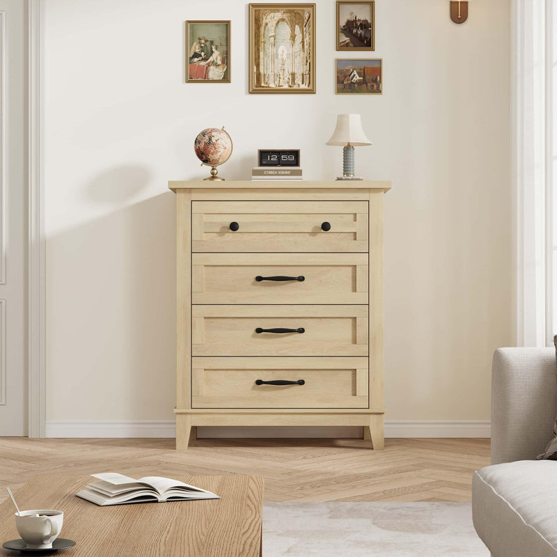 4 Drawer Dresser for Bedroom, 34.8" Tall Freestanding Wooden Chest