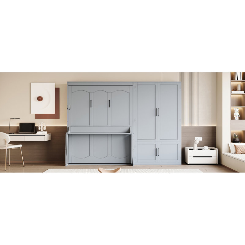 Grand mur de lit gris avec rangement hydraulique pour installation dans la chambre d'amis