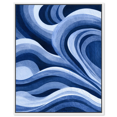 Impression sur toile encadrée Indigo Surge II, art côtier moderne par Art Remedy, cadre blanc, 16 x 20