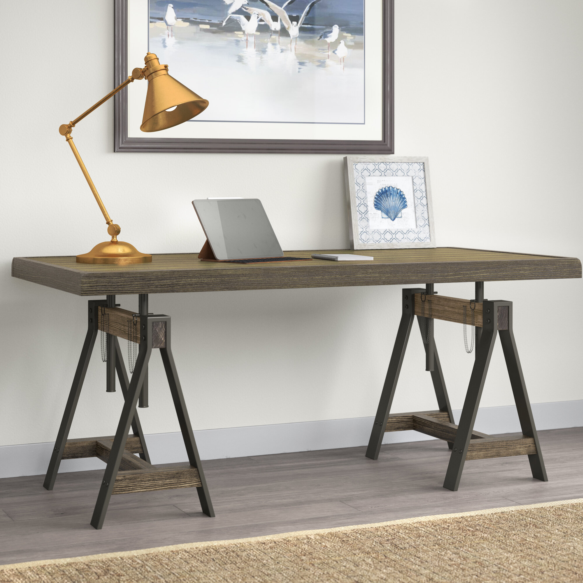 Adjustable deals sawhorse desk