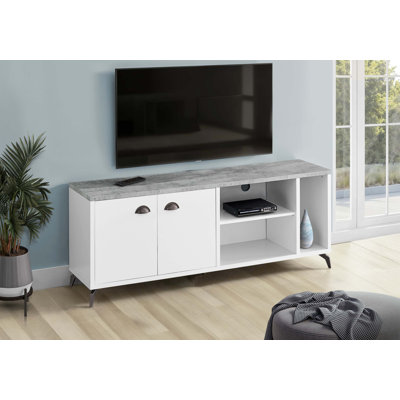 Meuble télé, 60 po, console, meuble multimédia, armoire de rangement, salon, chambre à coucher, métal stratifié, contemporain, moderne