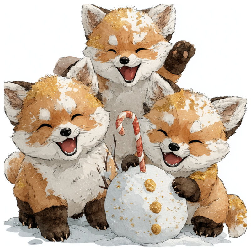 Cute Fox Trio Comforter, Twin
