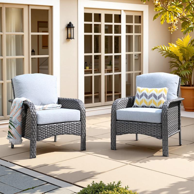 Fauteuils d'extérieur en osier Jordanlee, Gris clair