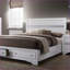 Lit double avec panneau de rangement pleine grandeur contemporain et tête de lit avec tiroirs de pied de lit - Mobilier de chambre à coucher-1346718765