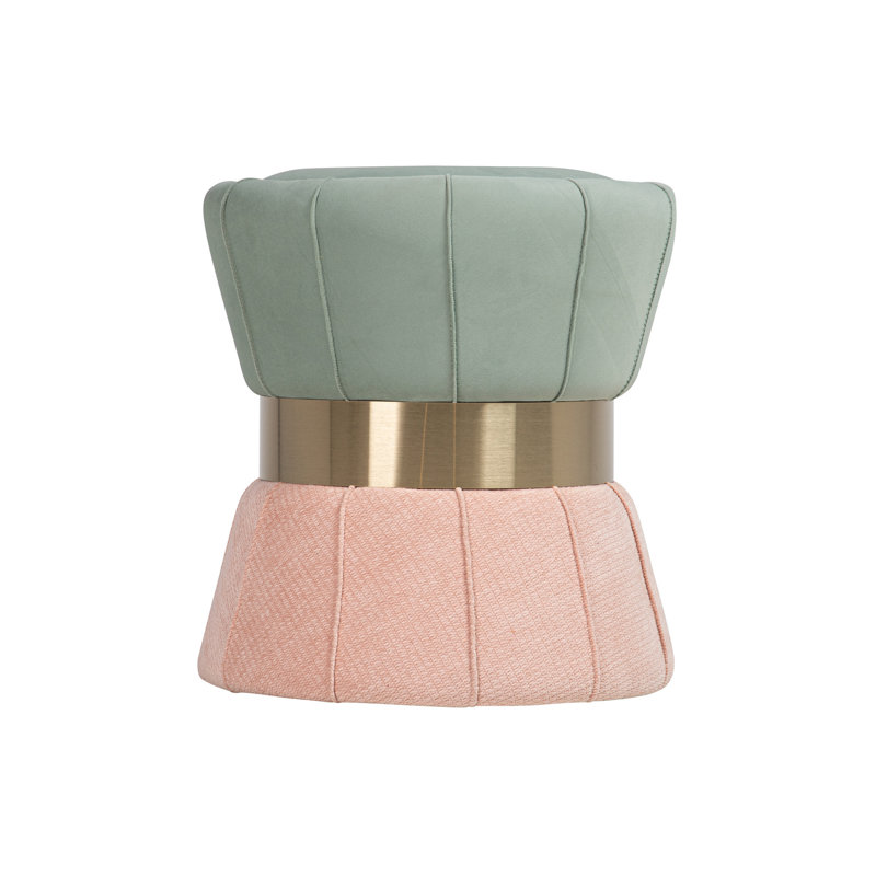 VELVET PUFF 40X40x44 CM, Green, Pink