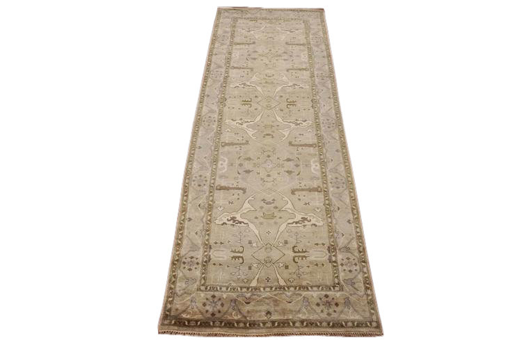Tapis de couloir 6x18 brun clair Oushak