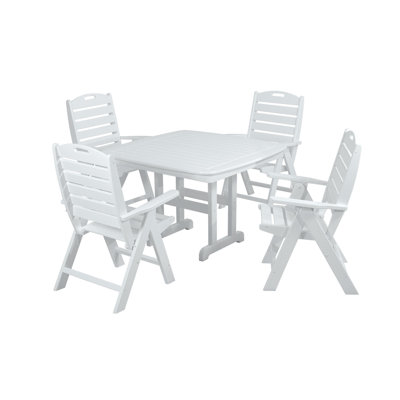 POLYWOOD Nautical Highback Chair 5-Piece Dining Set