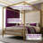  Metal Canopy Bed - Luxe 4-Poster Frame with Linen Upholstered Headboard-1431933227-1431933224