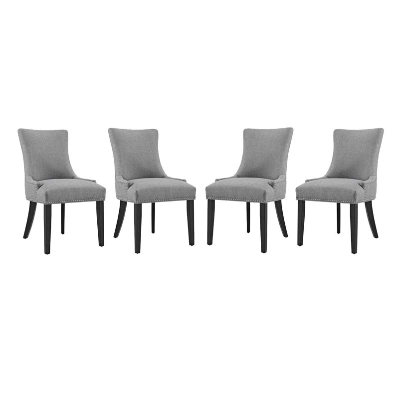 Modway Copper Grove Vodice Fabric and Wood Dining Chair, Light Grey Velvet